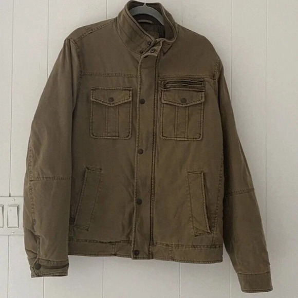 Levi's Jacket Mens Medium Military Utility Full Snap Zip Brown Lined Field Coat - Picture 1 of 6